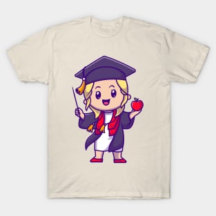 Cute Girl Graduation Cartoon T-Shirt